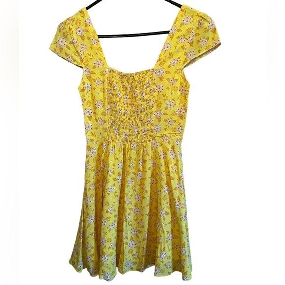 Lulus Yellow Floral Flirty Dress Size XS - Picture 2 of 5